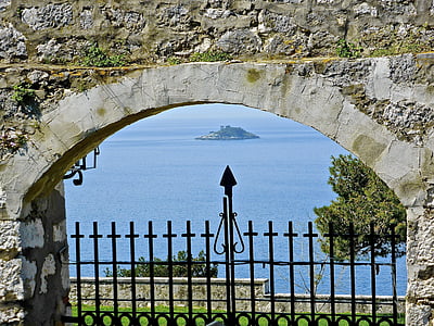 Isola, arco, scenico, Mediterraneo, vista, finestra, pietra