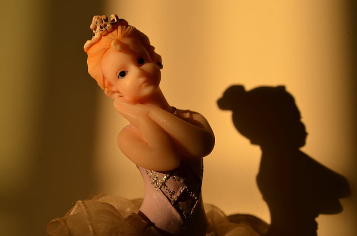 Princesa, brinquedo, estátua, sombra