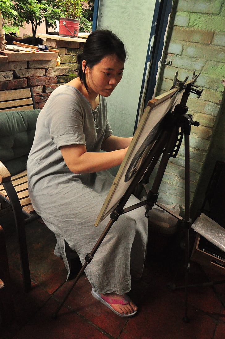 artista, artista al lavoro, artista cinese