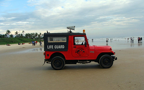 patrulla, Jeep, van, Playa, vehículo, seguridad, mar