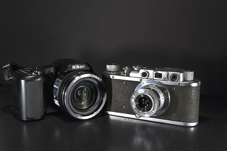 cámara, antiguo, Nuevo, Ku, digital, nostalgia, Fotografía