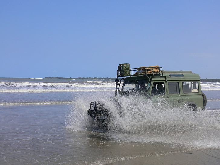 Land Rover, praia, diversão, aventura, Dom, água, a maioria de praia