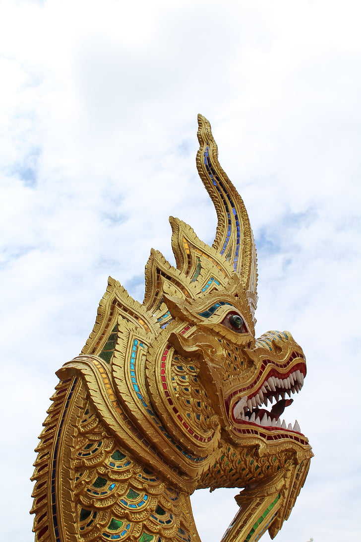 gezicht, draak, Thailand, blauwe hemel