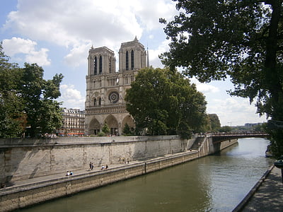 Notre-dame, Paris, Catedral, o Sena, arquitetura, França, perspectiva