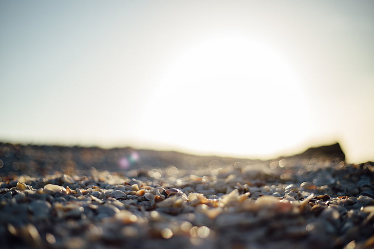 photography, pebbles, sunset, sunshine, beach, rocks, summer
