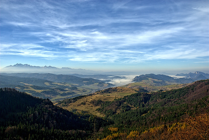 Pieniny, didelis, kalnai, trys karūnos, Lenkija, rudenį, Tatrai
