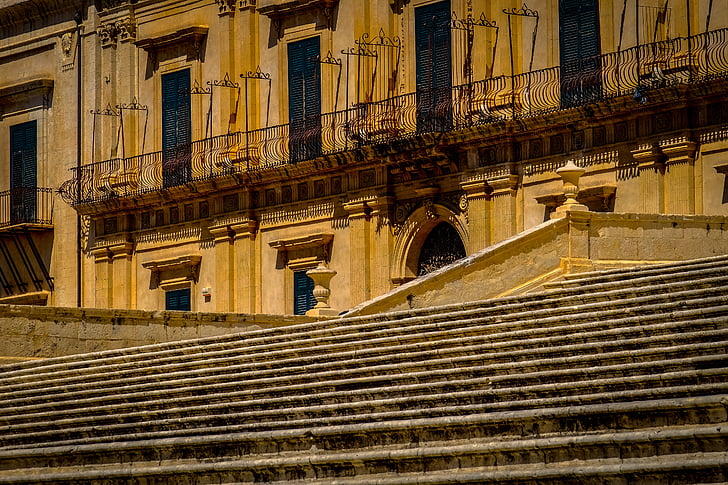 edifici, edificis, centre de, històric, Itàlia, escales, arquitectura