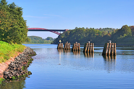 canal, fluvial, pont del canal canal nord del mar Bàltic, Pont - l'home fet estructura, riu, natura
