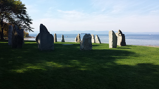 Stonehenge, Vermont, sztuka kamienia, kamień, na jeziorze champlain, Bikepath