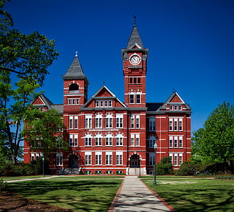 Alabama, arsitektur, Universitas Auburn, bangunan, kampus, Clock, menara jam