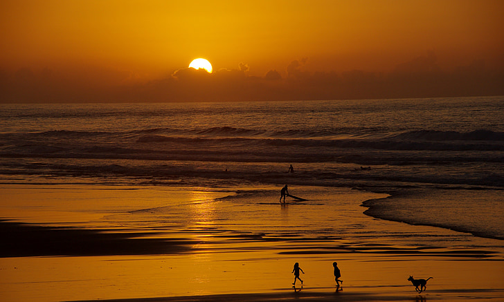 coucher de soleil, mer, Surf, Maroc, Twilight
