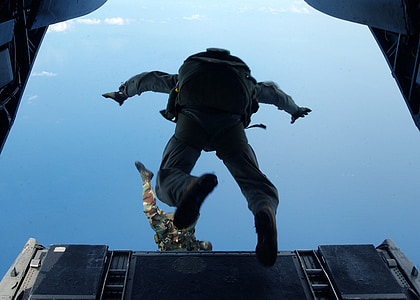 skydiving, jump, high altitude, halo, falling, parachuting, military