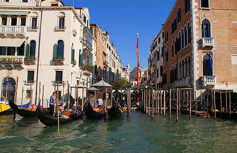 Venecia, Italia, canal, góndolas, Romance, arranque, Venecia - Italia