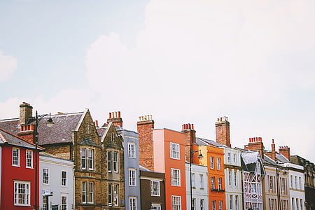 สีขาว, สีน้ำตาล, สีแดง, คอนกรีต, บ้าน, อาคาร, สถาปัตยกรรม