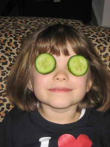 cucumber, mask, child, face, children's eyes, hidden, play