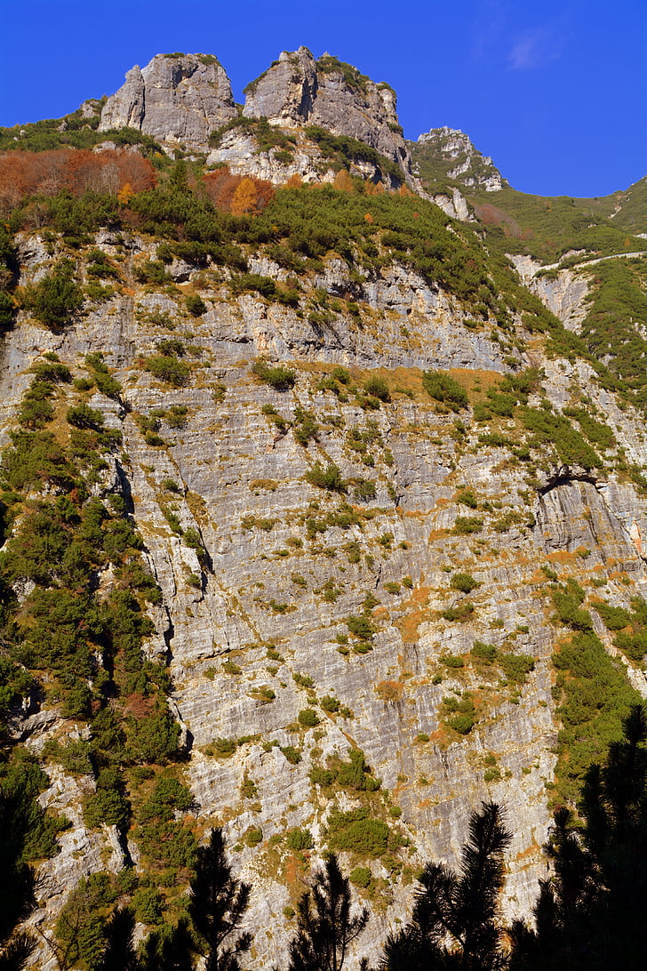 wall, rock, mountain, rocky, ravine, steep, vertical