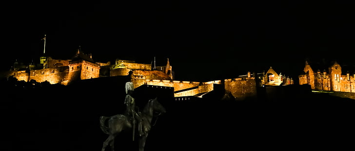 Edimburg, Castell, Castell d'Edimburg, Escòcia, Castell escocès, nit, Castell de nit