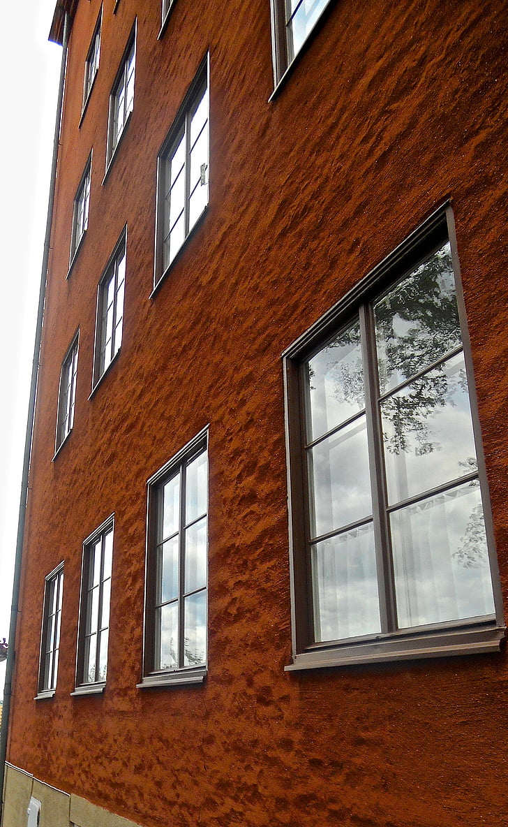 fasada, okno, struktura, odsev, Stockholm, arhitektura, hiša