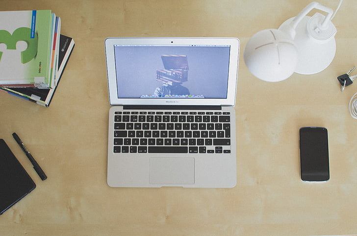 Biroul de acasă, laptop, notebook-uri, birou, tastatura, locul de muncă, blogging-ul