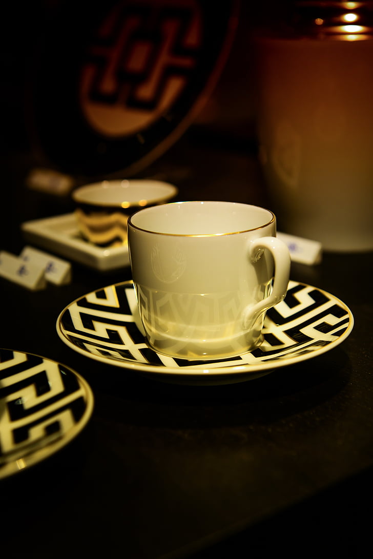 pohár, porcelán, kaviareň, zátišie, nápoj, teplo - teplotu, káva - nápoj