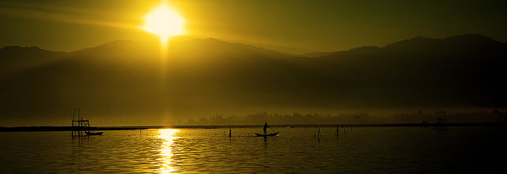 boats, dusk, fishing, nature, sea, sepia, silhouette