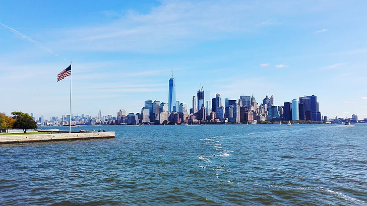 New york, Nouveau, York, Manhattan, é.-u., statue de, vue
