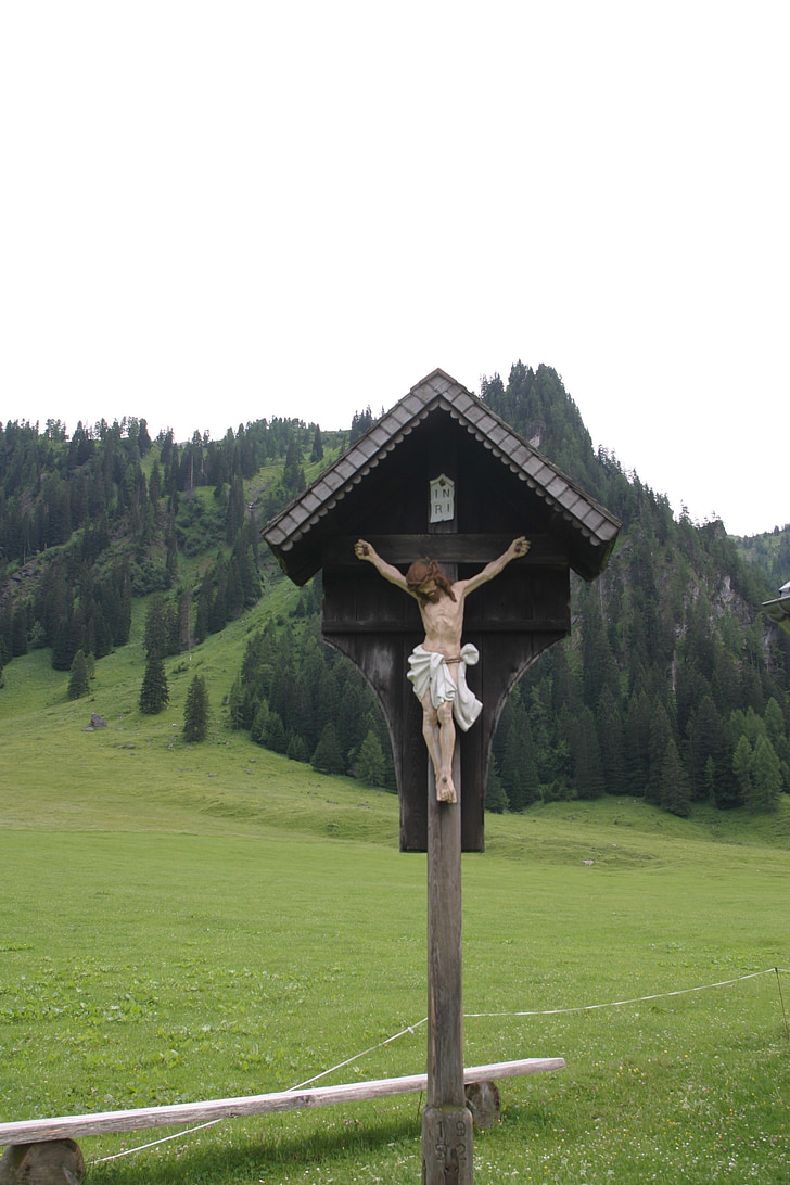 montagne, Austria, Croce, Wayside, per l'amor di Dio, Gesù, Nenzinger cielo