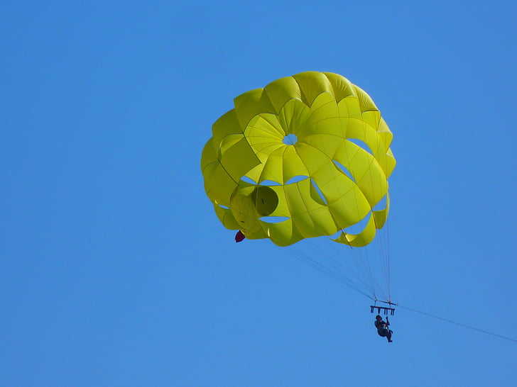 parasailing, kontrolirati padobranom, visoke, padobran, letjeti, ptičje perspektive, padobransko jedrenje