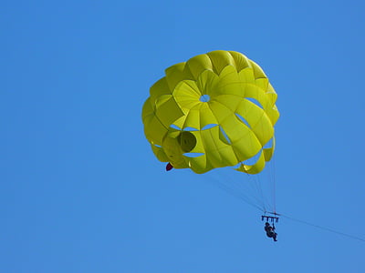parasparnių Sportas, valdomas parašiutu, didelis, parašiutas, skristi, vaizdas iš viršaus, parasparniais