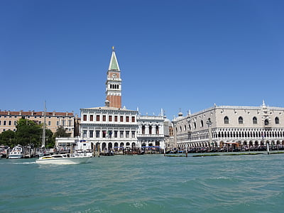 Benetke, Italija, kanal, morje, nebo, Campanile, Plaza