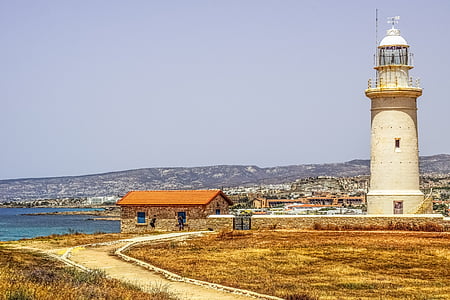 lighthouse, view, sea, path, landscape, mediterranean, archaeological park