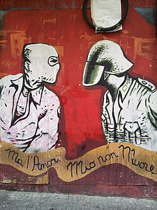Graffiti, Wand, Abbildung, Stadt, Neapel, Italien