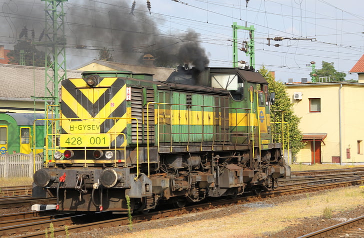 Diesellocomotief, spoorwegen, verschublok, GySEV, raaberbahn, Sopron, Hongarije