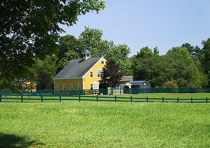 Massachusetts, farma, venkova, rustikální, krajina, dům, stodola