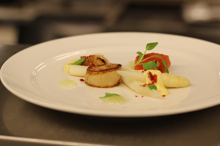 scallop, food, appetizer, finedining, plate, gourmet, meal