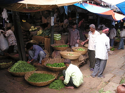 Indien, marked, grøntsager, frugt