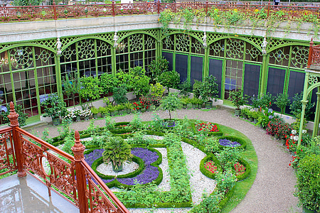 Schlossgarten, Schwerin, kert, Kertészet, Pálmaház, építészet