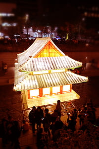 pagoda, templis, Seoul, gaisma, festivāls, Koreja, naktī