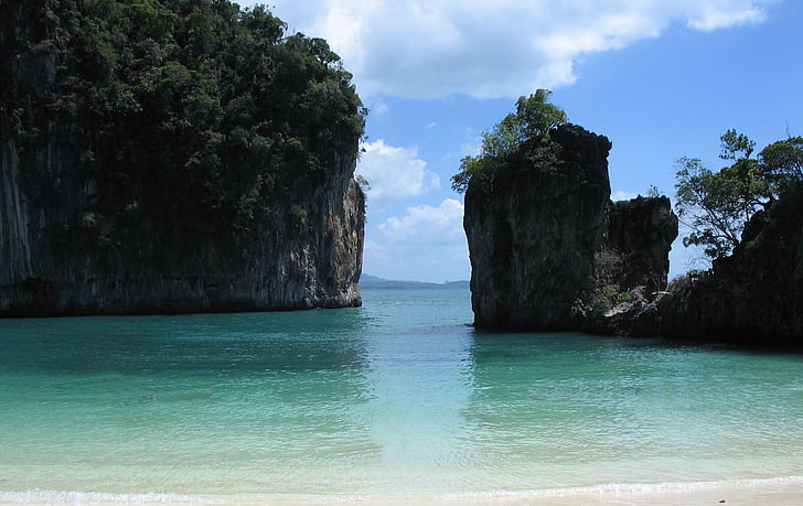 Koh hong krabi, praia, penhascos, água, Tailândia, mar, natureza