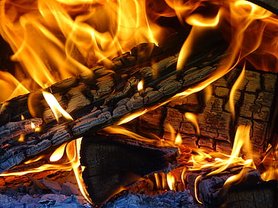 fogo, brasas, carbono, flama, madeira, queimadura, lareira