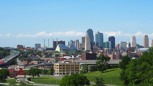 Kansas city, Kansas, Kansas city, missouri, város, építészet, épületek, City skyline