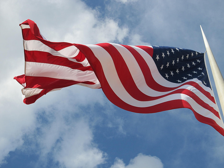 patriotizmas, Jungtinės Amerikos Valstijos, Tėvynės, mosuoja, senas šlovės, vėjas, vėjuota