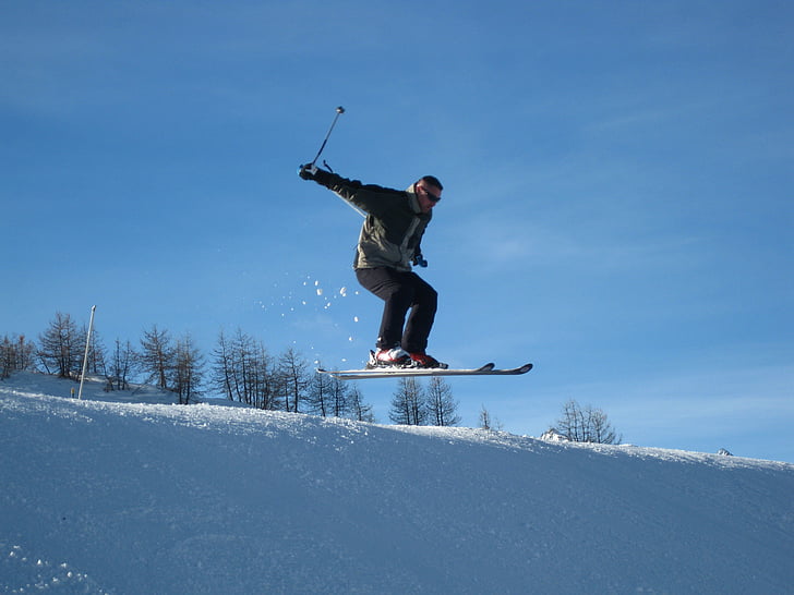 Ski, -stap-springen, sneeuw, toren, rit, sport, winter