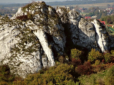 Jerzmanowice, Polonia, paesaggio, roccia, natura, calcare, autunno
