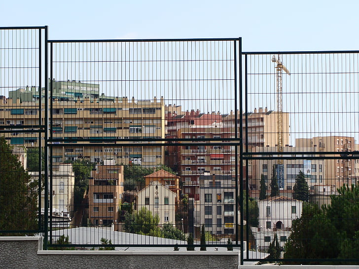 fence, buildings, city, urban, houses, block, architecture