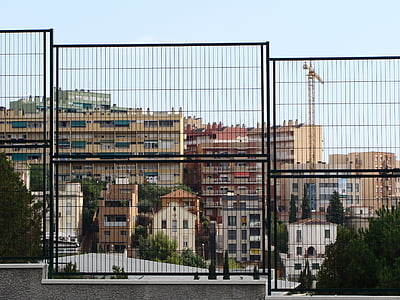 recinzione, edifici, città, urbano, Case, blocco, architettura