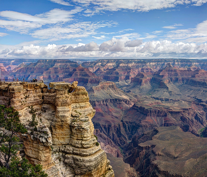 grand canyon, scenic, clouds, sky, river, landscape, rock