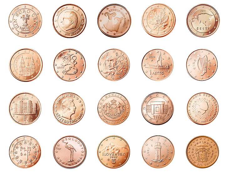 centas, 1, moneta, valiuta, Europoje, pinigų, turto