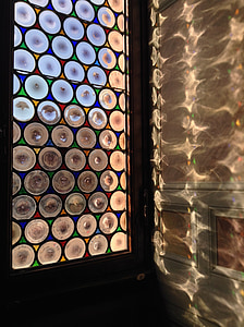 vindue, Italien, arkitektur, gamle, italiensk, glas, refleksioner