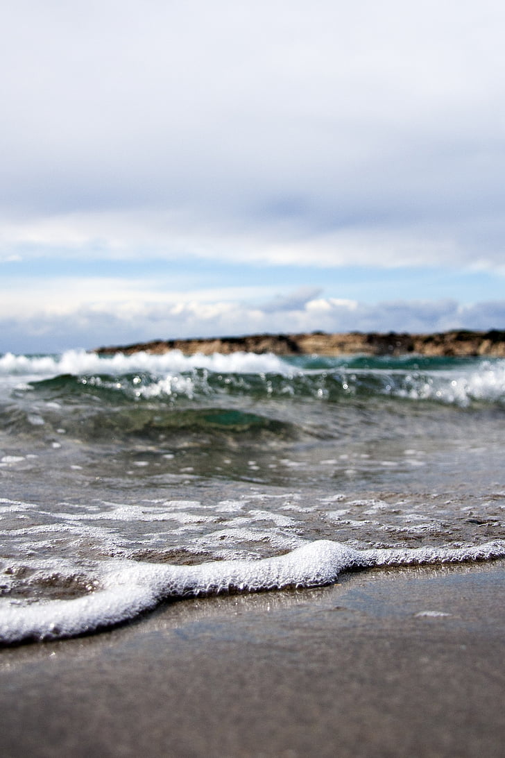 Pantai, gelombang, busa, pemecah gelombang, laut, laut, air